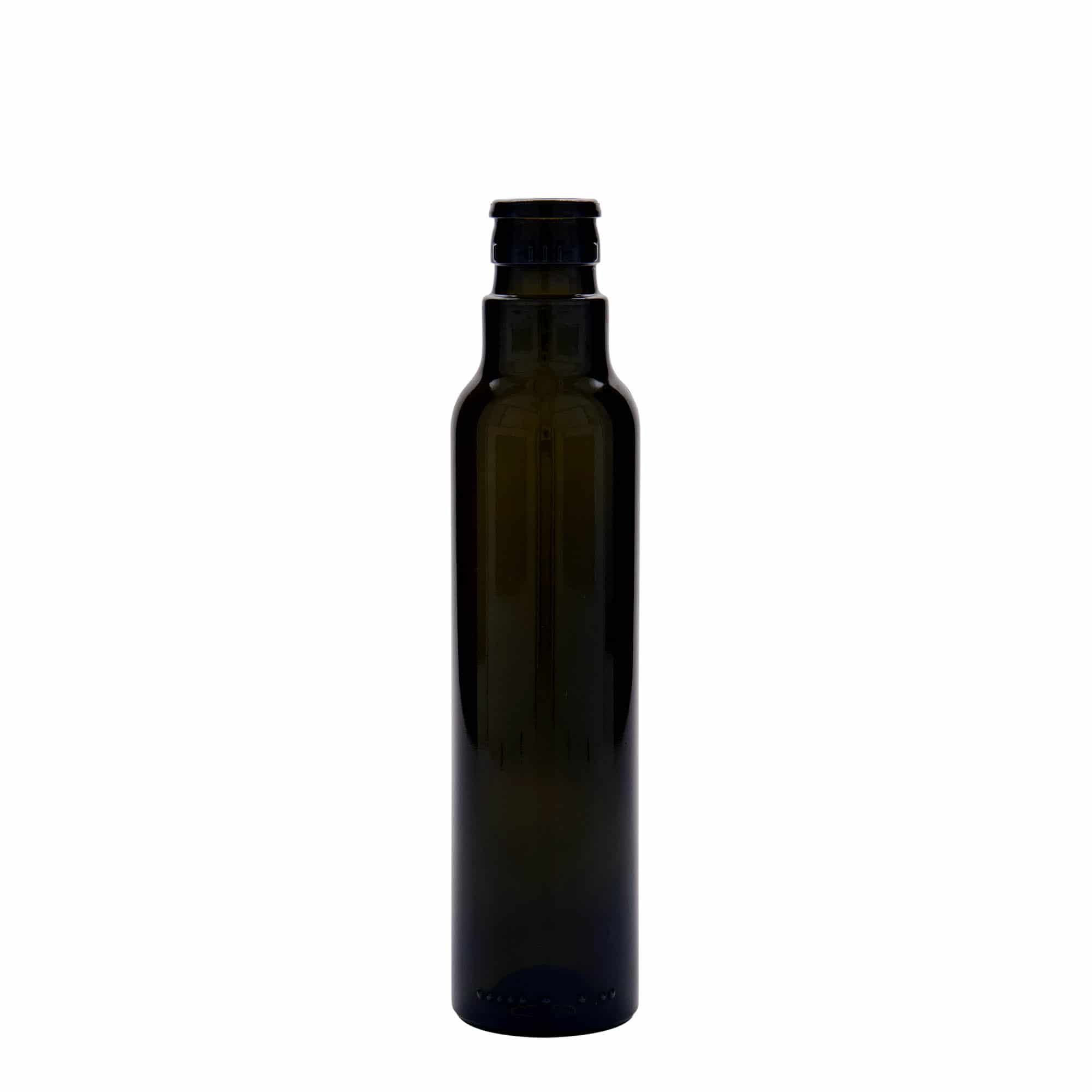Bouteille de vinaigre / d’huile 250 ml 'Willy New', verre, vert antique, bouchage: DOP