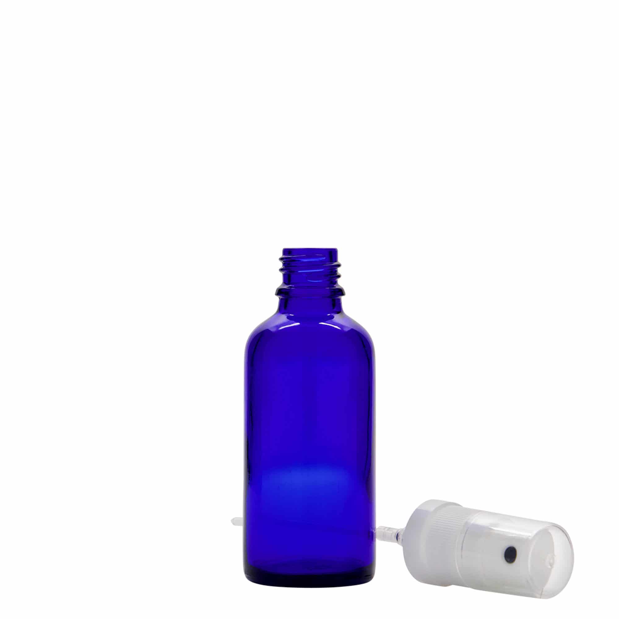 Flacon vaporisateur médical 50 ml, verre, bleu roi, bouchage: DIN 18