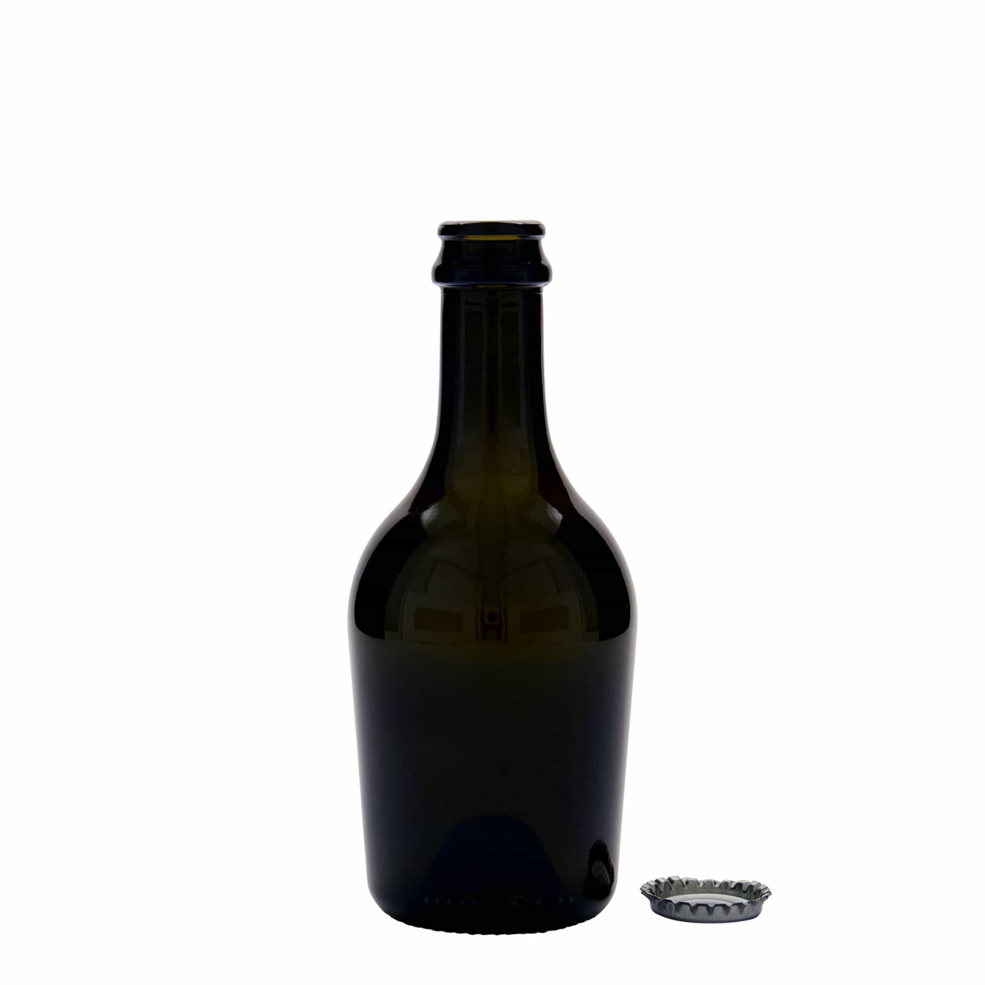 Bouteille de bière / de Champagne 330 ml 'Butterfly', verre, vert antique, bouchage: capsules couronnes