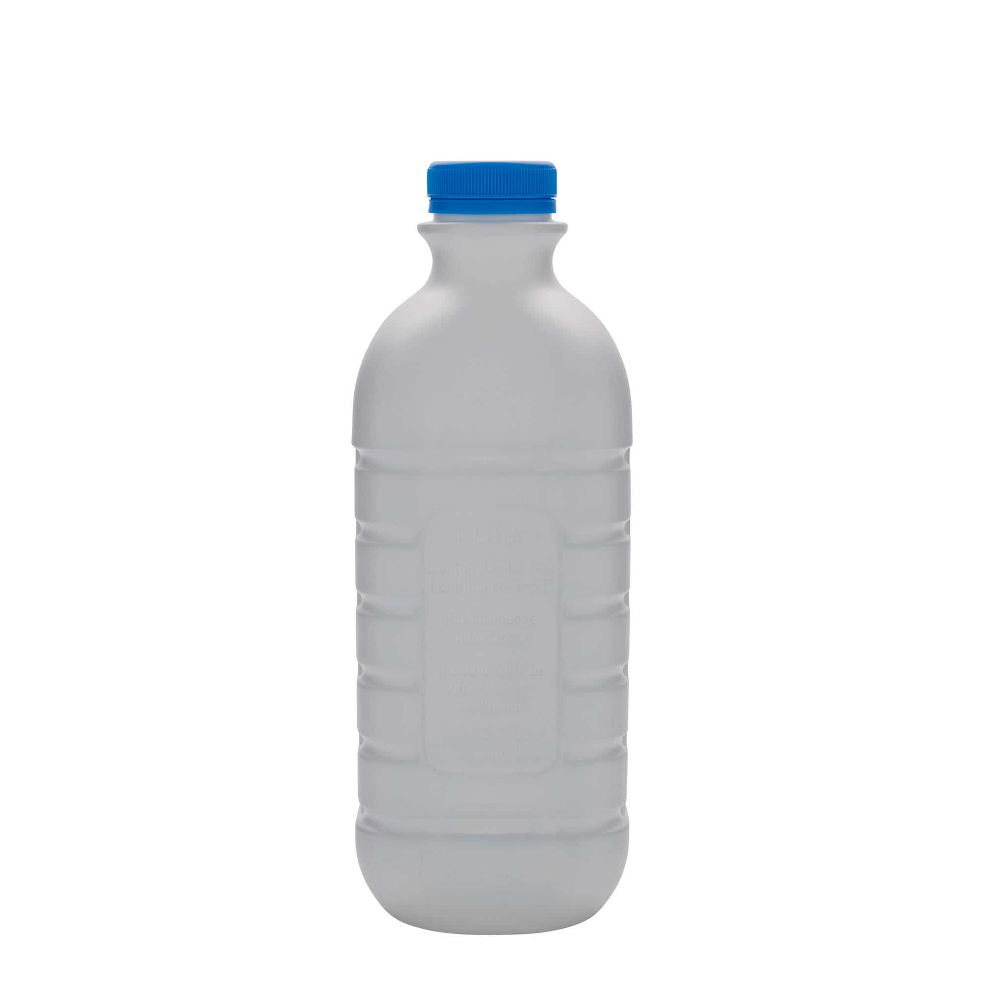 Bouteille de lait 1 000 ml, rectangulaire, plastique PEHD, blanc, bouchage: PEHD40