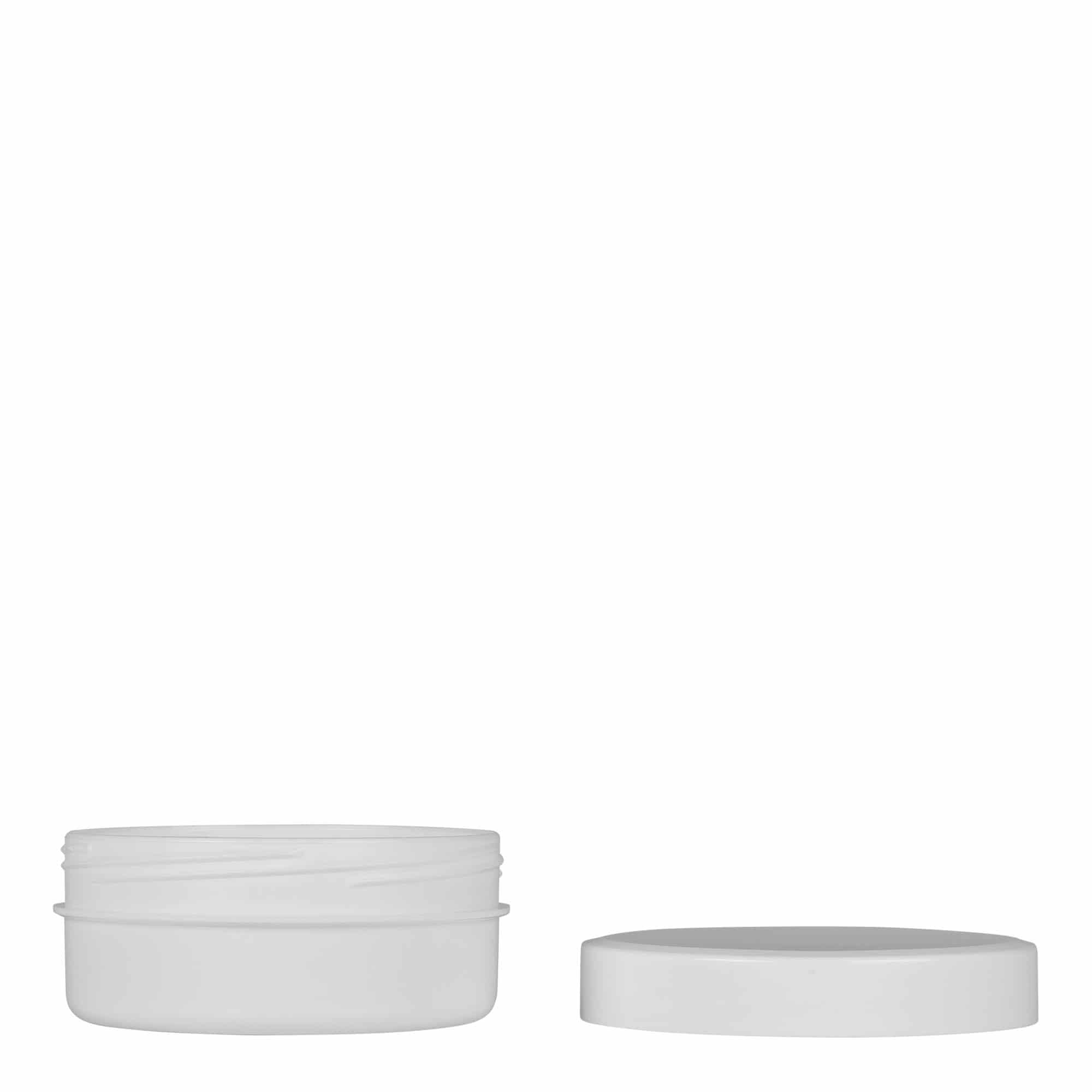 Boîte en plastique 125 ml 'White Line', PP, blanche, bouchage: Bougage à vis