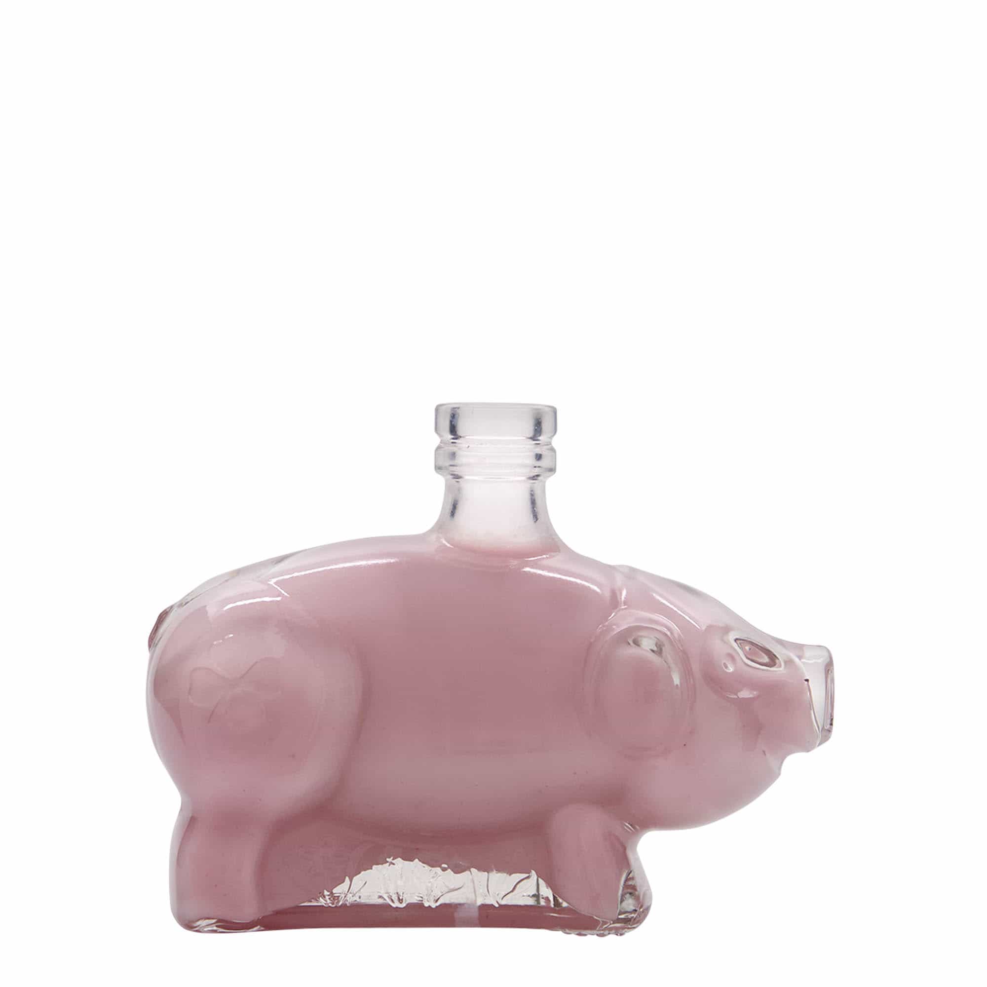 Bouteille en verre 200 ml 'Cochon porte-bonheur', bouchage: bouchon