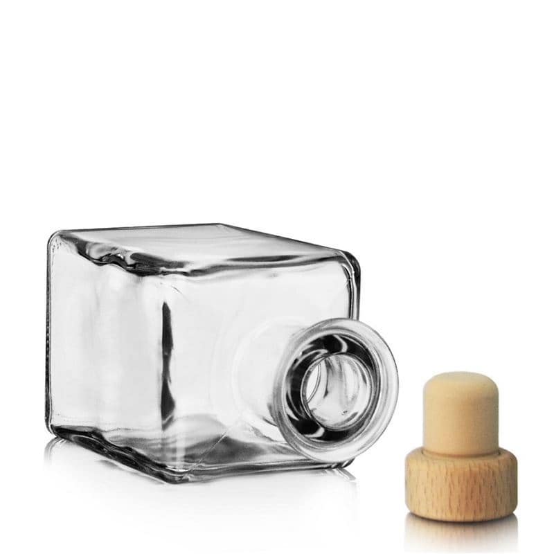 Bouteille en verre 200 ml 'Kubica', carrée, bouchage: bouchon