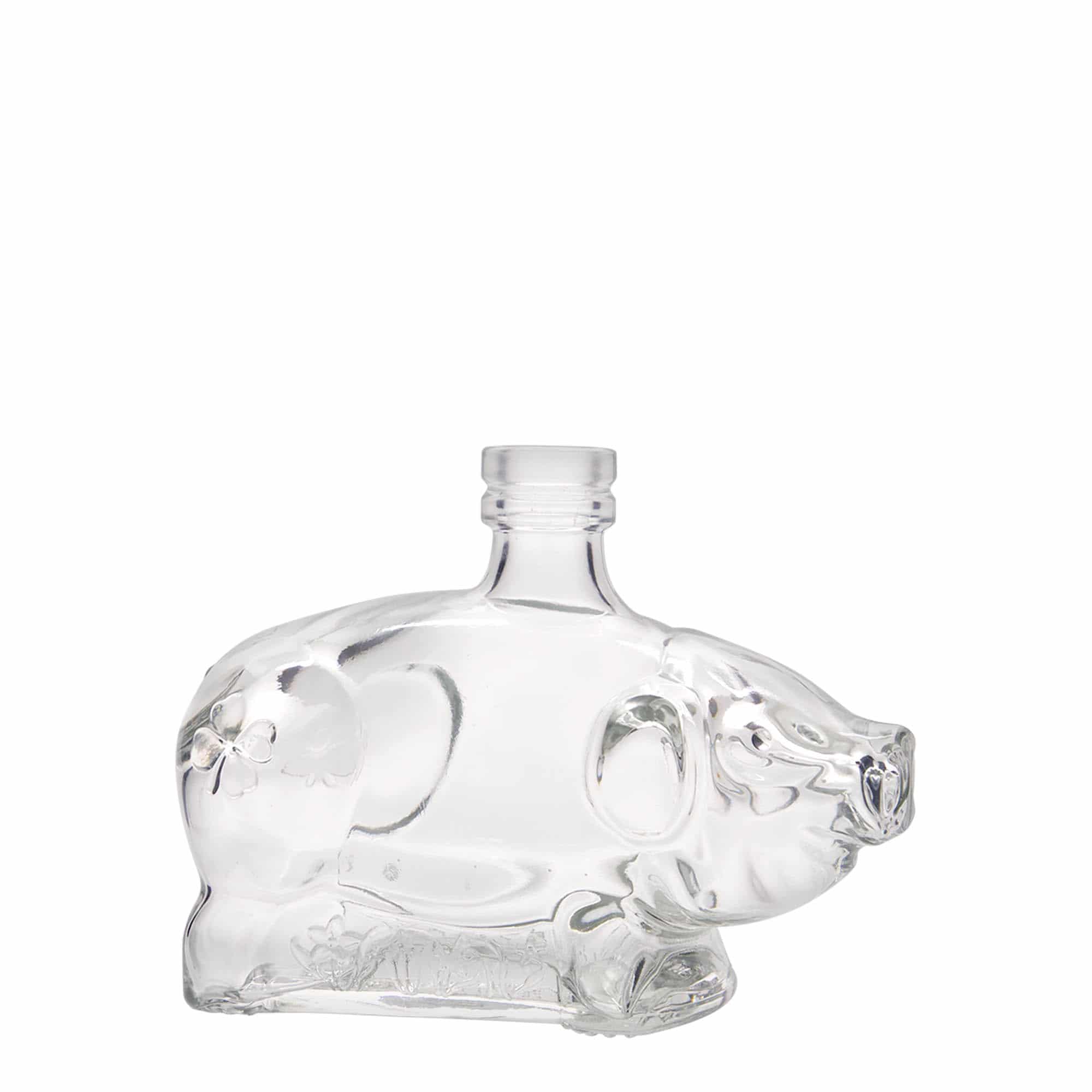 Bouteille en verre 200 ml 'Cochon porte-bonheur', bouchage: bouchon