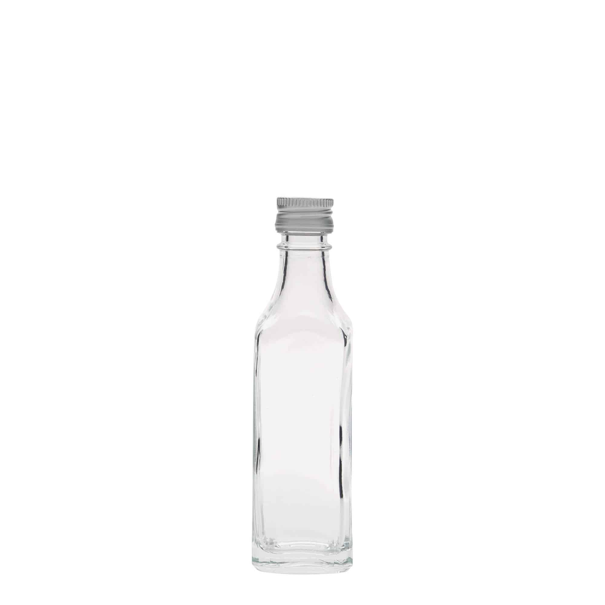 Bouteille en verre 50 ml 'Siena', carrée, bouchage: PP 18