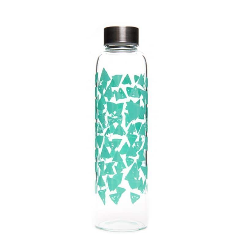 Gourde 500 ml 'Perseus', motif : triangles turquoise, bouchage: Bougage à vis