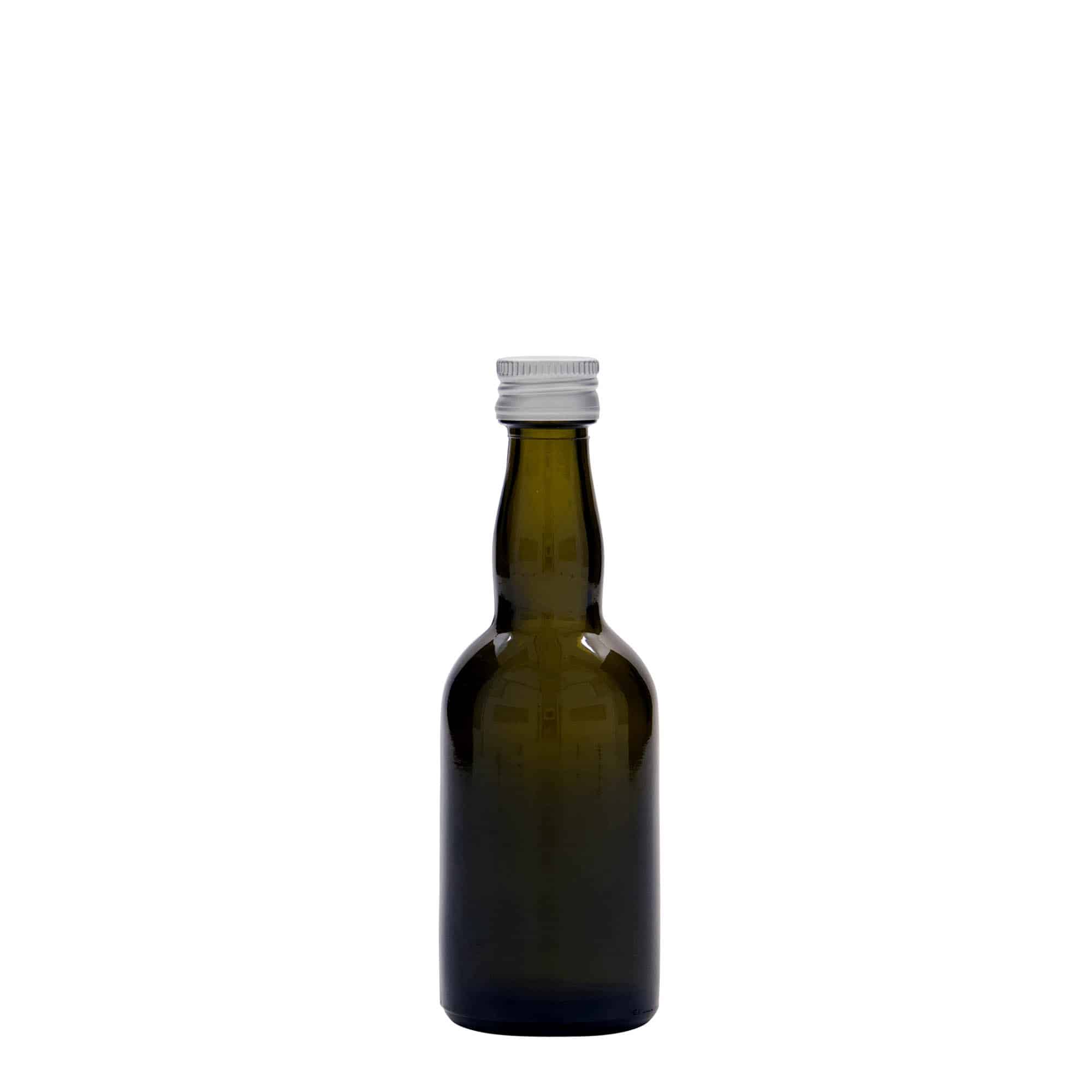 Bouteille en verre 50 ml 'Proba', vert antique, bouchage: PP 18