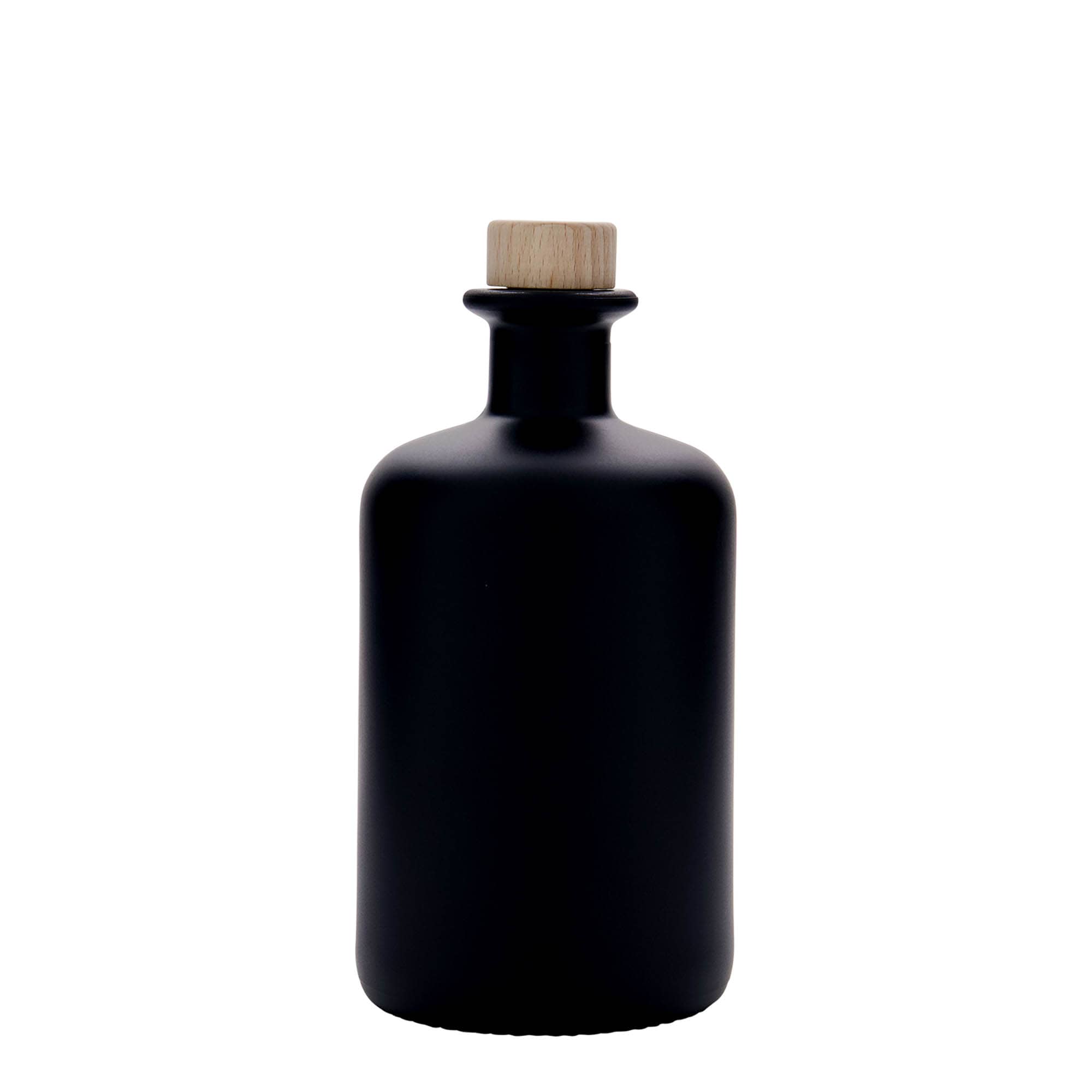 Bouteille en verre apothicaire 500 ml, noire, bouchage: bouchon