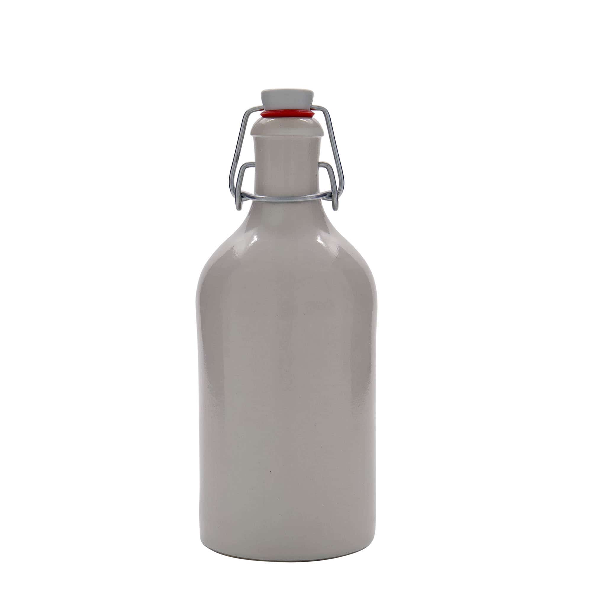 Chope en terre cuite 500 ml, grès, blanc, bouchage: bouchon mécanique