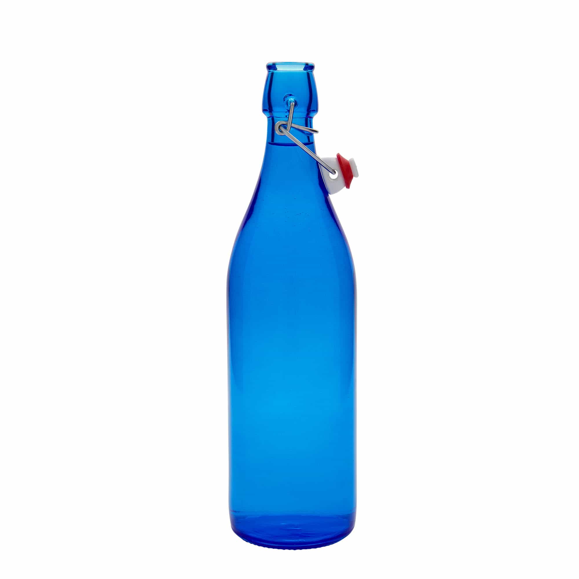Bouteille en verre 1 000 ml 'Giara', bleue, bouchage: bouchon mécanique