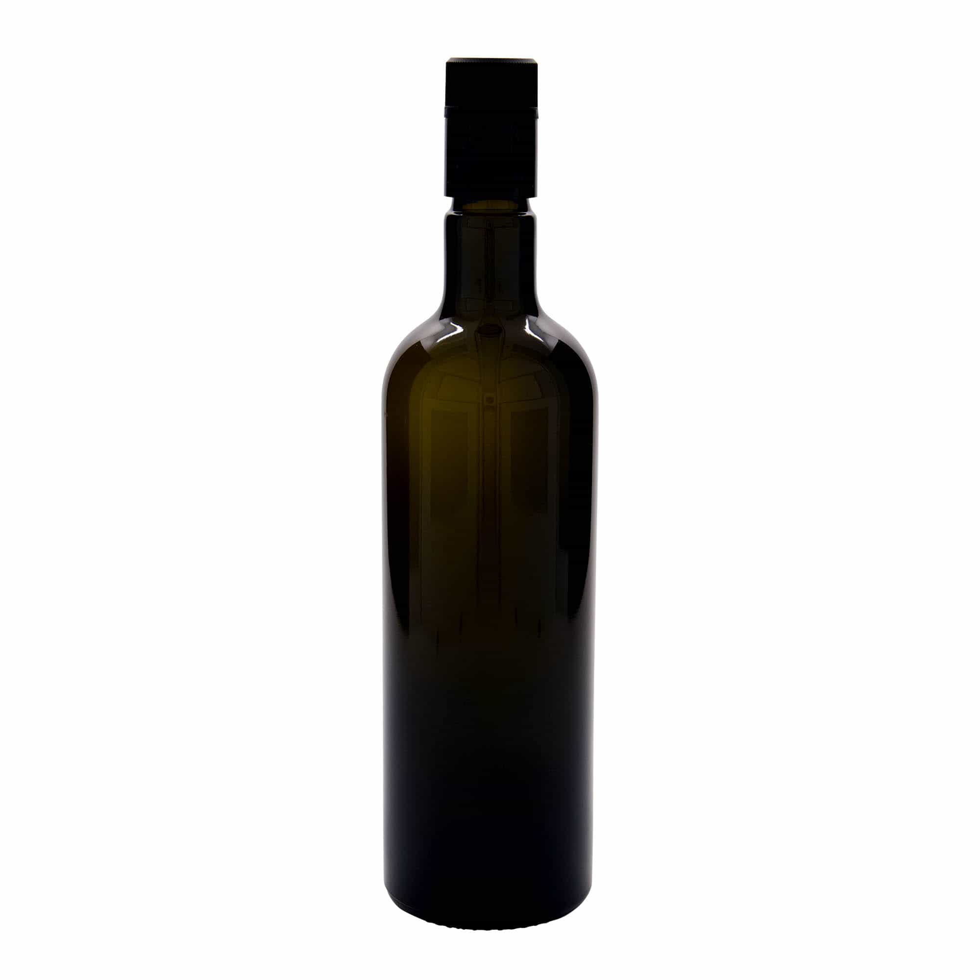 Bouteille de vinaigre / d’huile 750 ml 'Willy New', verre, vert antique, bouchage: DOP