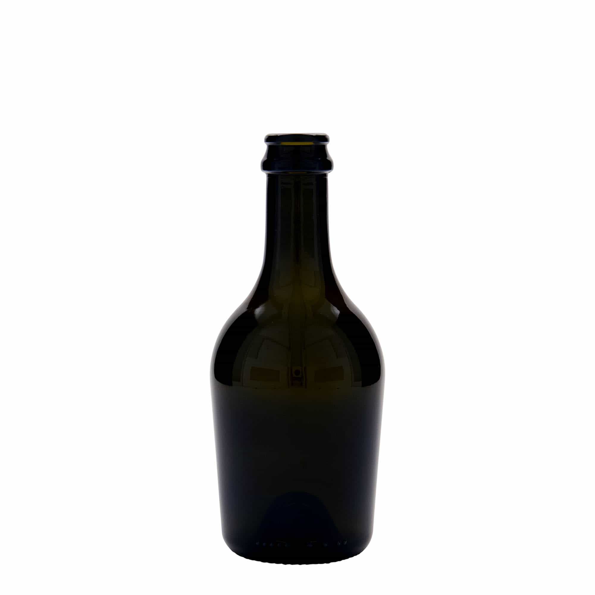 Bouteille de bière / de Champagne 330 ml 'Butterfly', verre, vert antique, bouchage: capsules couronnes