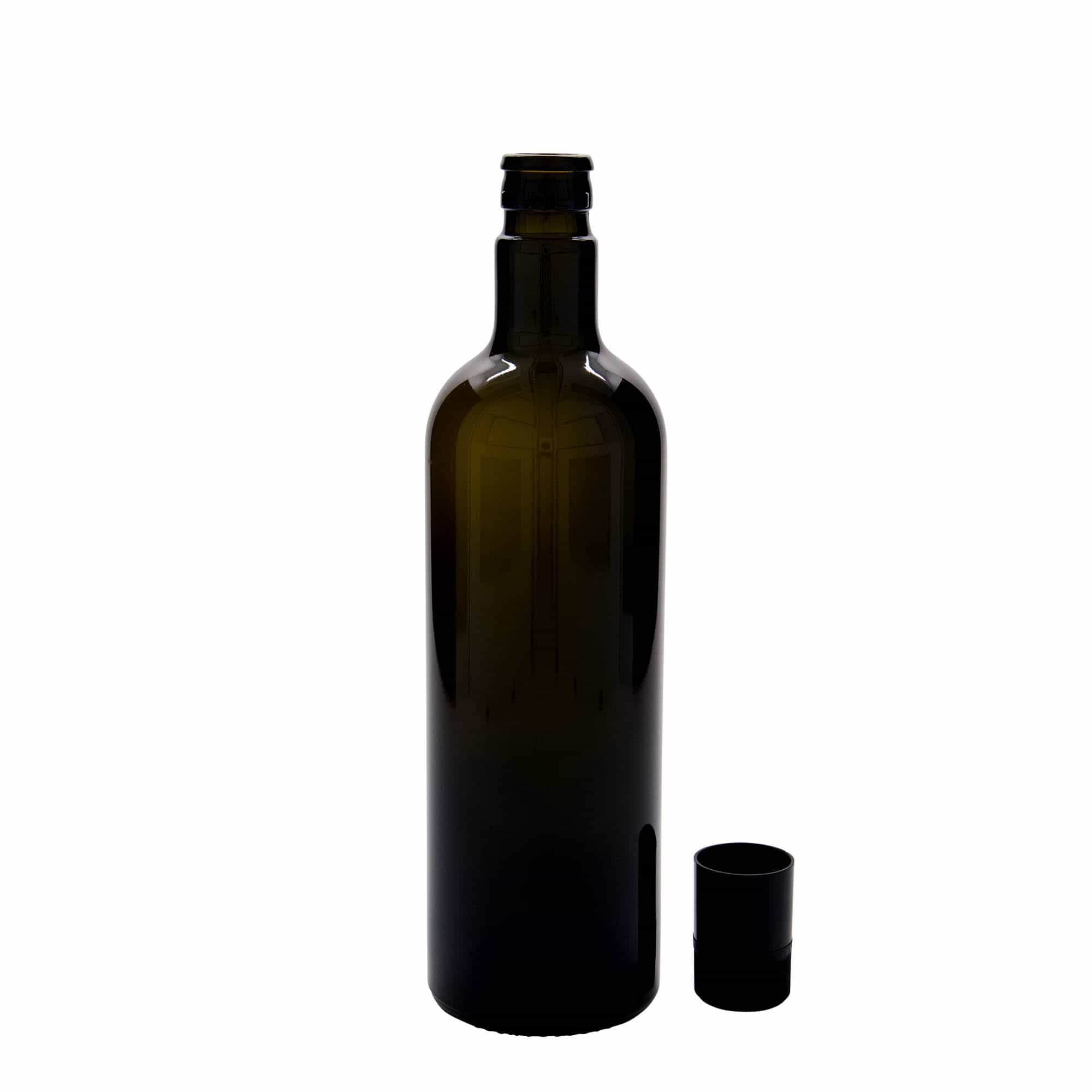 Bouteille de vinaigre / d’huile 750 ml 'Willy New', verre, vert antique, bouchage: DOP
