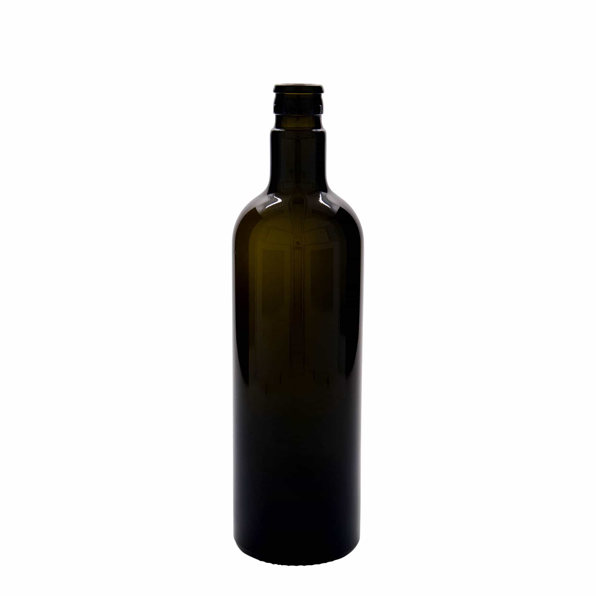 Bouteille de vinaigre / d’huile 750 ml 'Willy New', verre, vert antique, bouchage: DOP