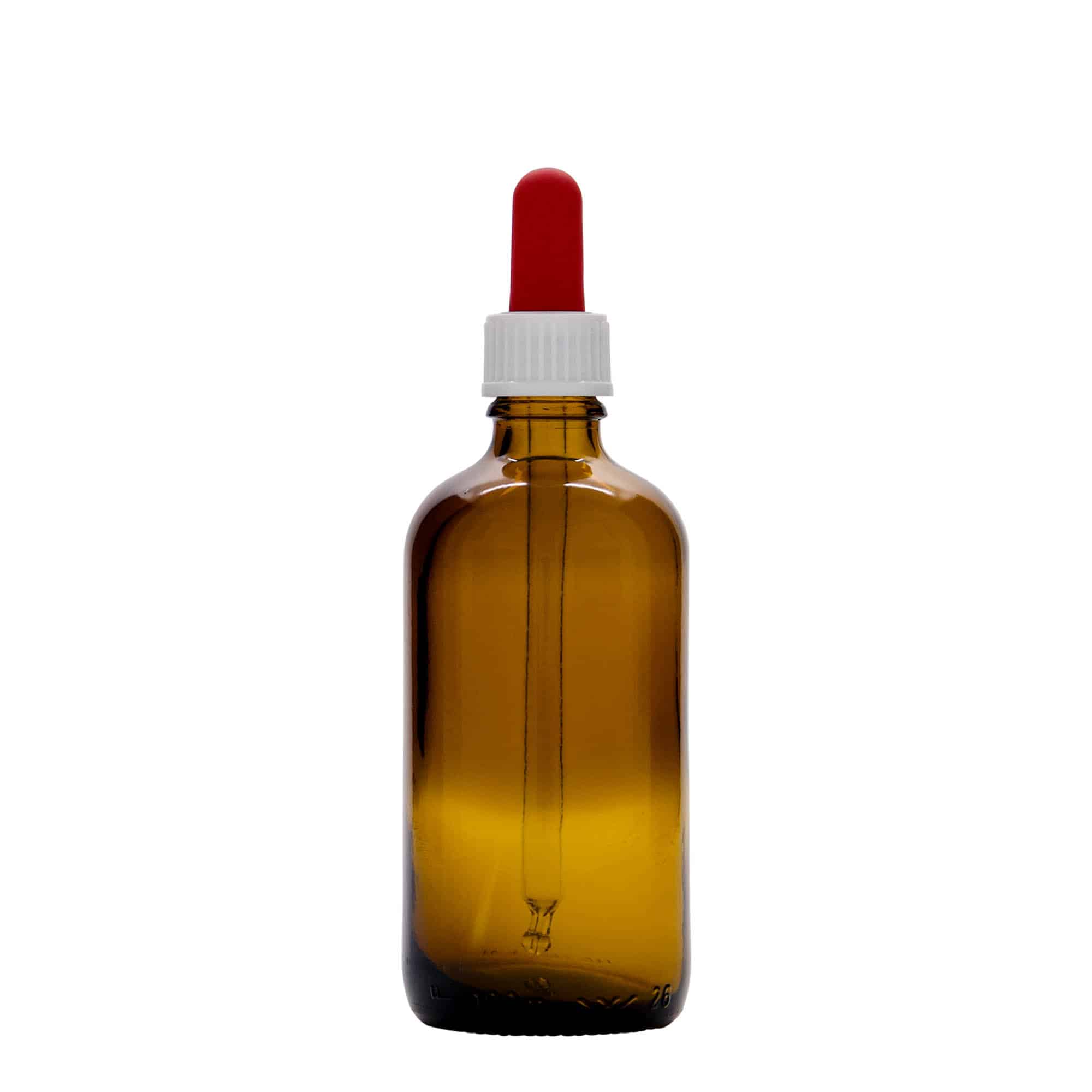 Flacon compte-gouttes médical 100 ml, verre, marron-rouge, bouchage: DIN 18