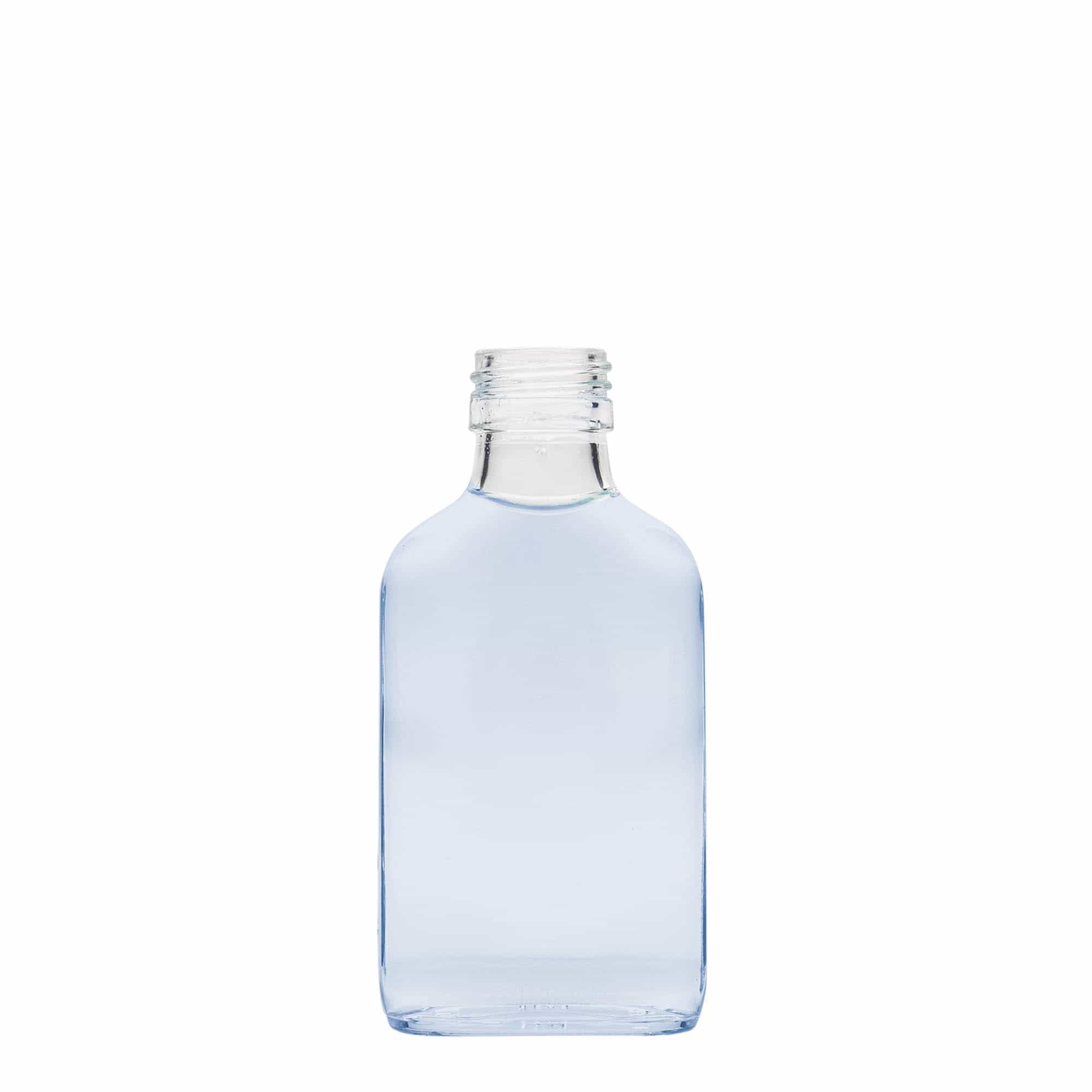 Flasque 100 ml, rectangulaire, verre, bouchage: PP 28