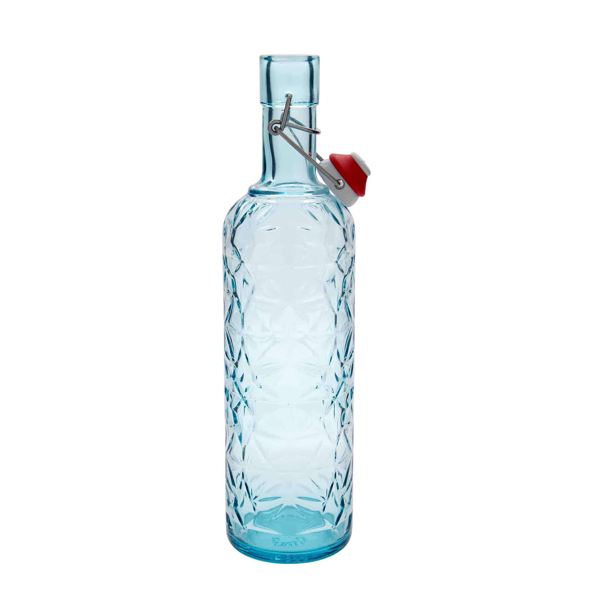 Bouteille en verre 1 000 ml 'Oriente', bleu azur, bouchage: bouchon mécanique