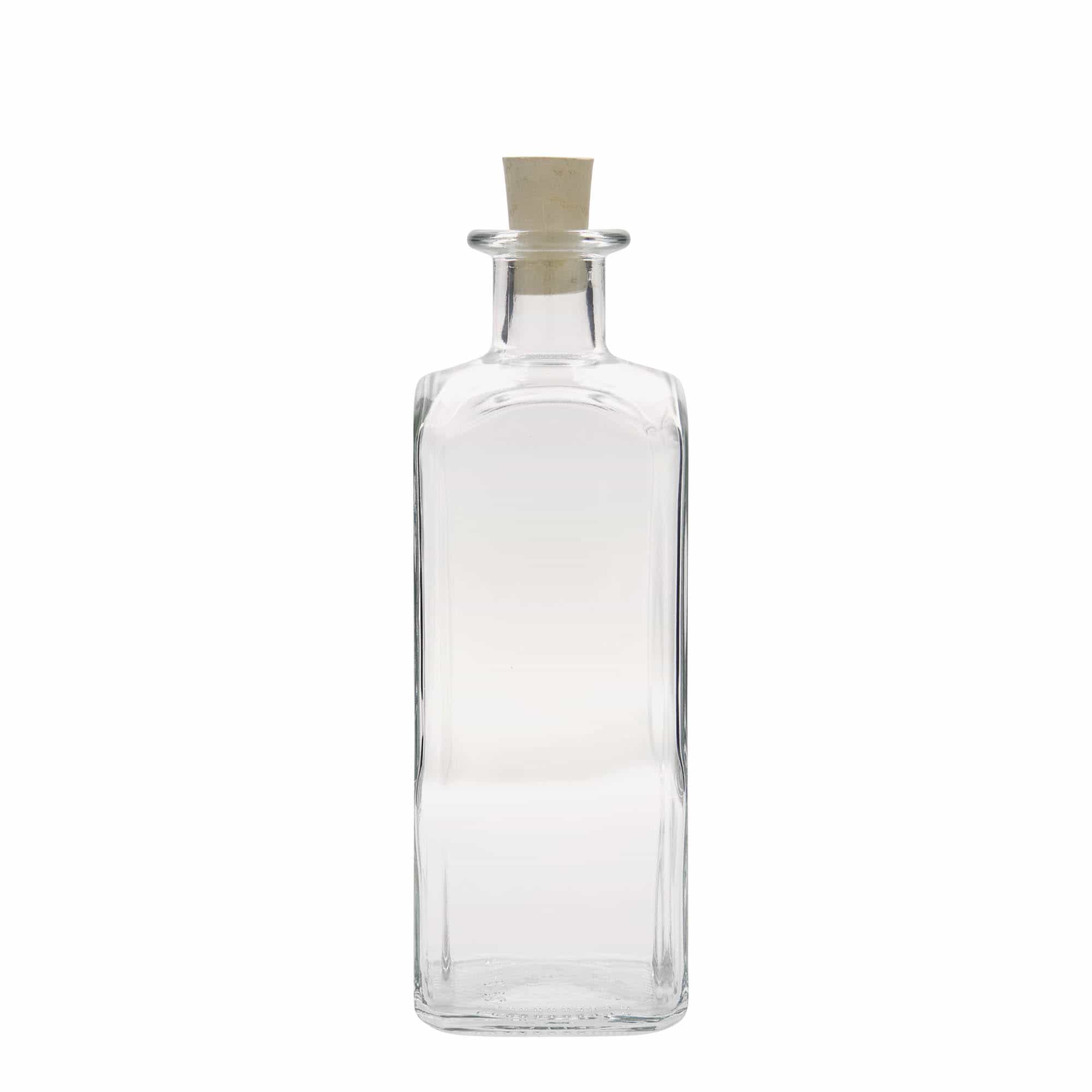 Bouteille en verre apothicaire 'Carré', carrée 500 ml, bouchage: bouchon