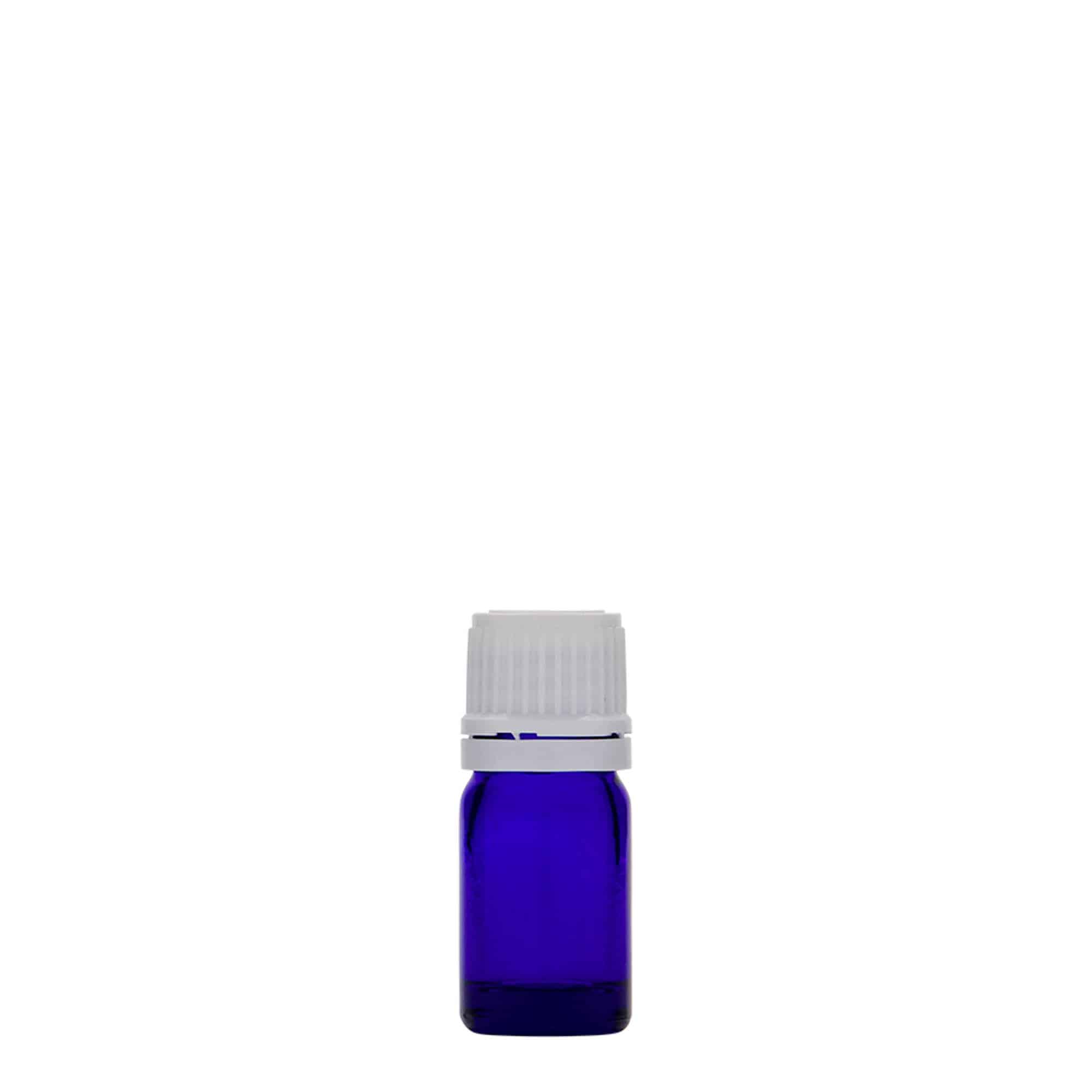 Flacon pharmaceutique 5 ml , verre, bleu roi, bouchage: DIN 18